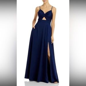Aidan by Aidan Mattox Cut-Out Long Prom Evening Dress Gown Navy Size 12
